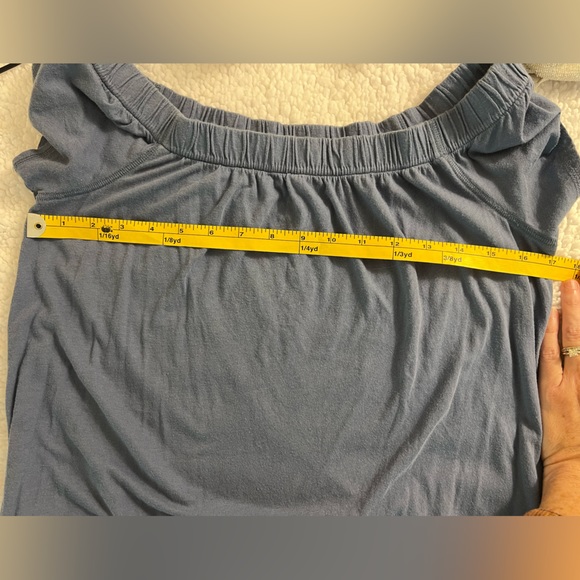 Vintage Beach Tees Blue Off-shoulder Mini Dress with tie belt, 100% Cotton - Picture 5 of 6